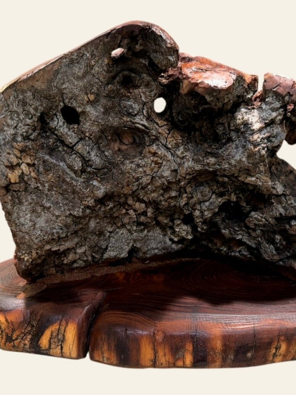 Vintage Burl Root Wood Abstract Sculpture Live Edge Base Organic Modern 17" - Picture 9 of 15